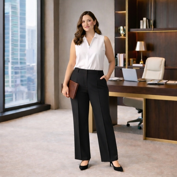 cleo Pants - NWT Cleo Petites Kathryn Black Straight Leg Dress Pants Size 20 Petite High Rise